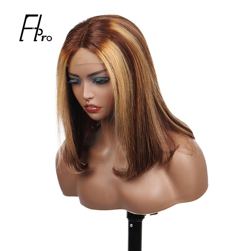 4x4 Lace Closure Wig Highlight Virgin Hair Bob Wig 